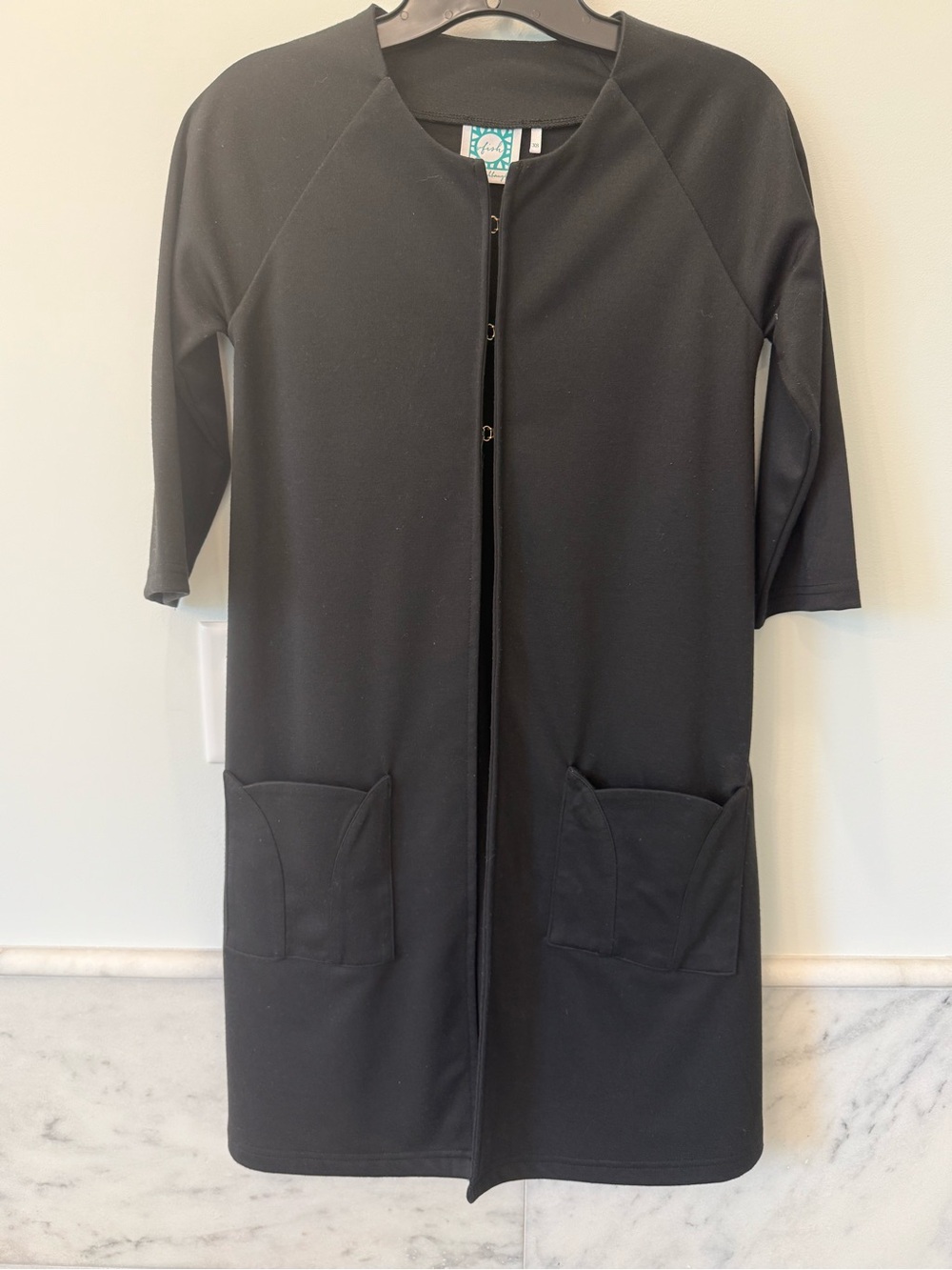 Black Women's Pocket Dress Overcoat XS